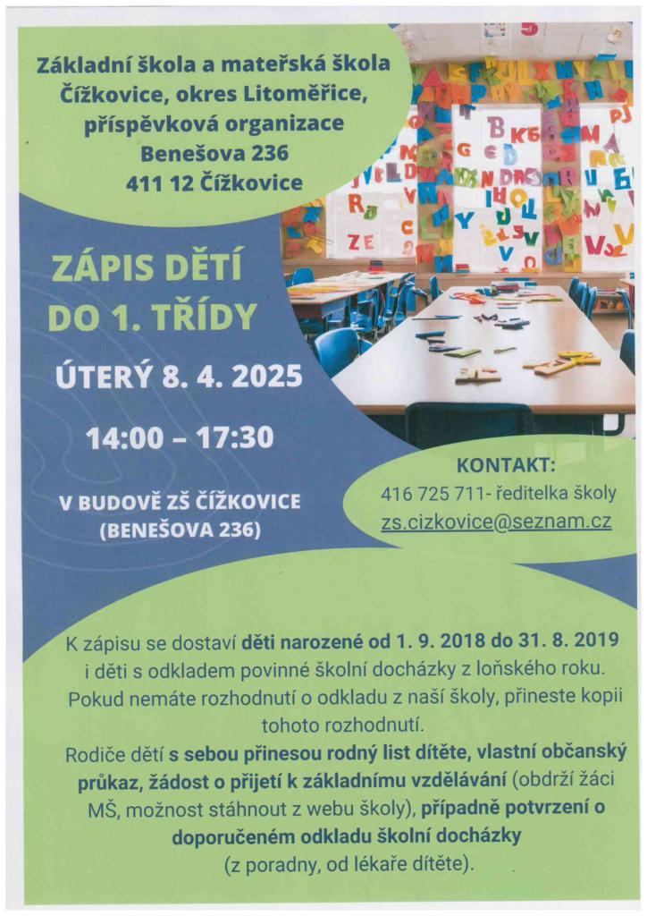 Zápis dětí do 1. třídy