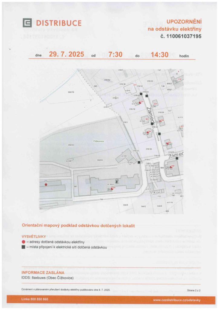 ČEZ odstávka el. energie