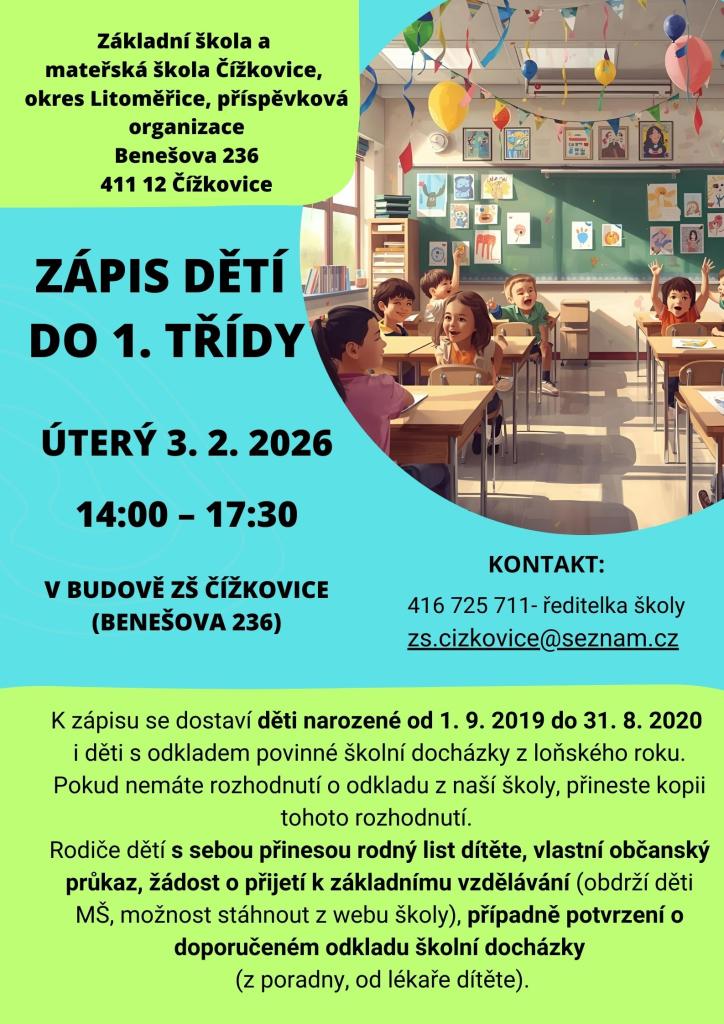 Zápis dětí do&nbsp;1. třídy