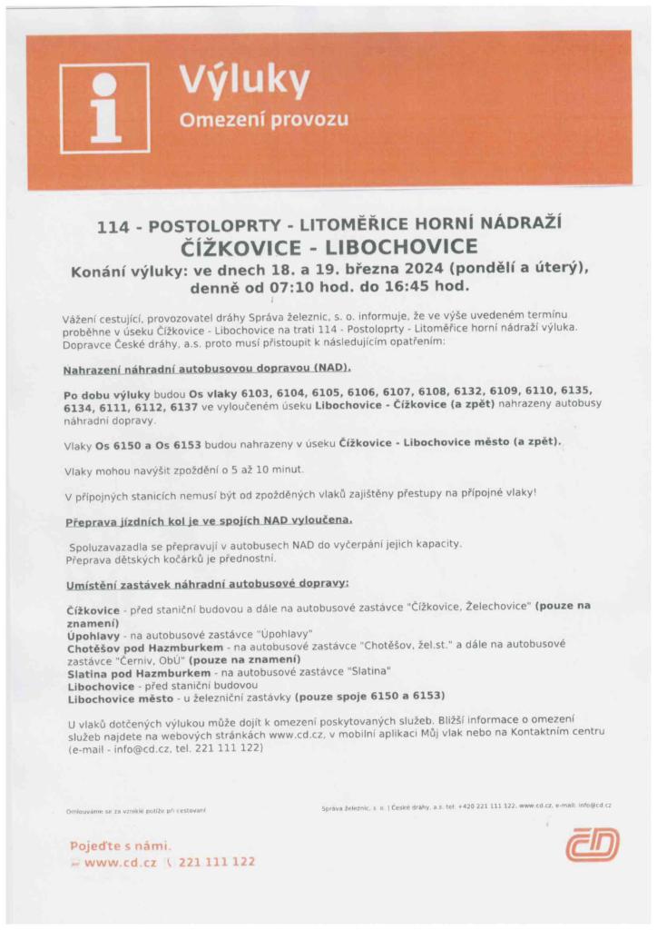 Výluka - 18.-19.3.2024