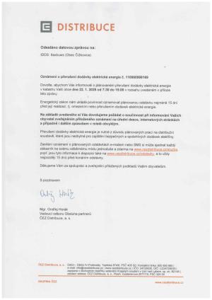 odstávka el. energie - 22.1.2025